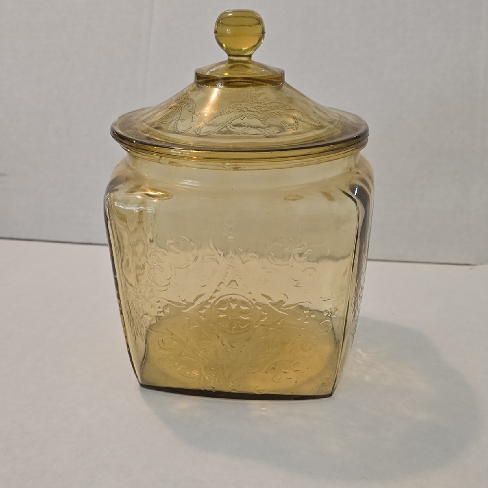 Vintage Depression Glass Jar with Lid